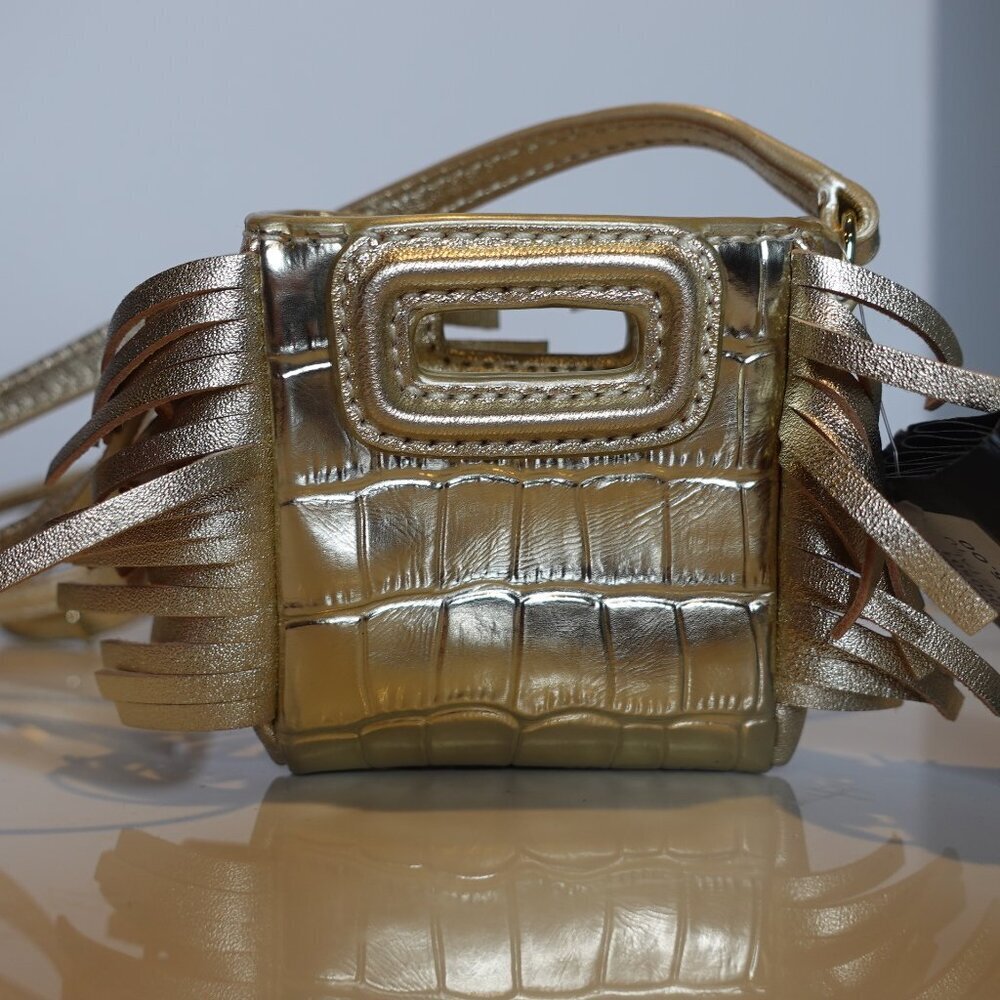 MAJE Crocs Airpods mini micro fringe bag Gold Color NWT $125